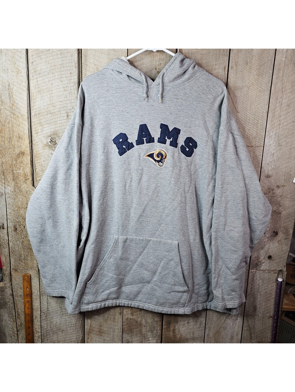 Vintage St Louis Rams NFL Hoodie Sweatshirt Gray Men's XL